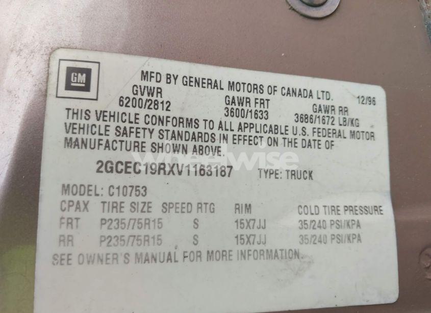 Photo 9 of 1997 Chevrolet C1500 FLEETSIDE (VIN 2GCEC19RXV1163187)