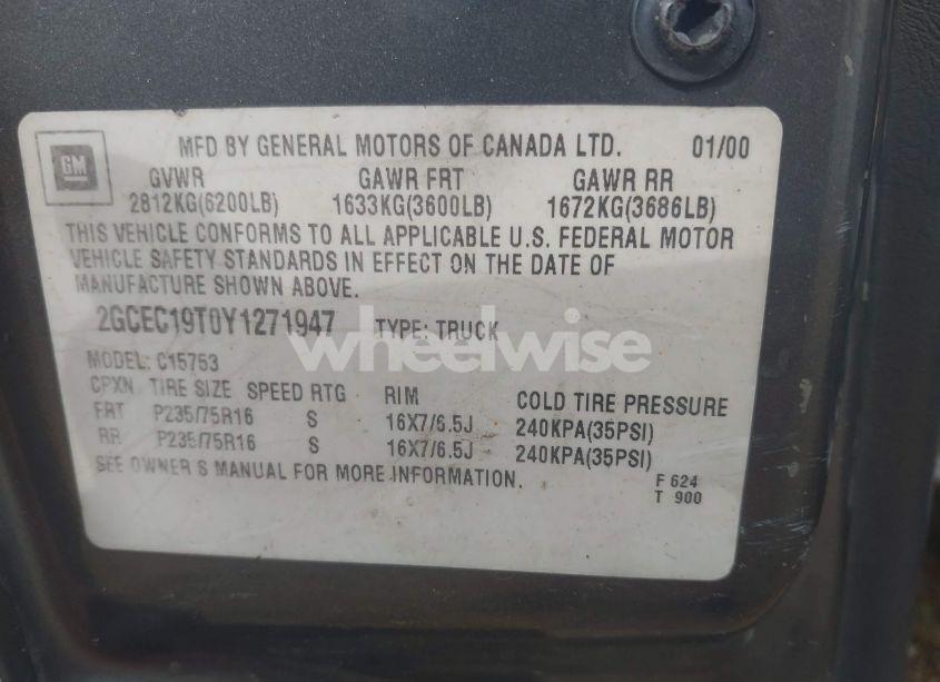 Photo 9 of 2000 Chevrolet Silverado 1500 LS (VIN 2GCEC19T0Y1271947)