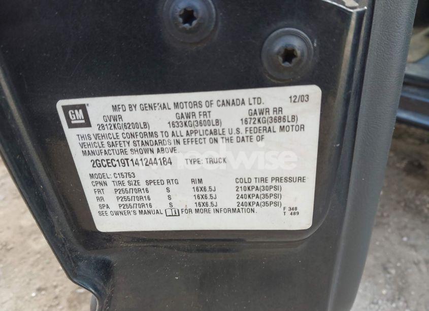 Photo 9 of 2004 Chevrolet Silverado 1500 LS (VIN 2GCEC19T141244184)