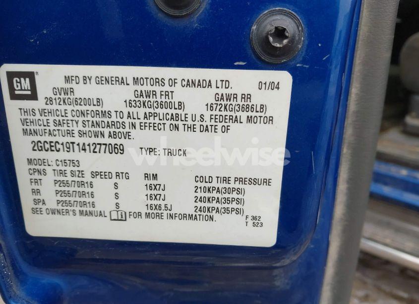 Photo 9 of 2004 Chevrolet Silverado 1500 LS (VIN 2GCEC19T141277069)