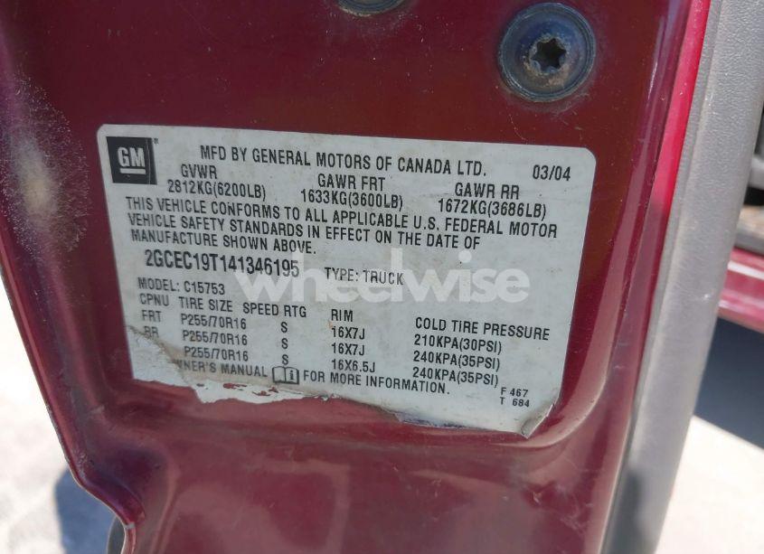 Photo 9 of 2004 Chevrolet Silverado 1500 LS (VIN 2GCEC19T141346195)