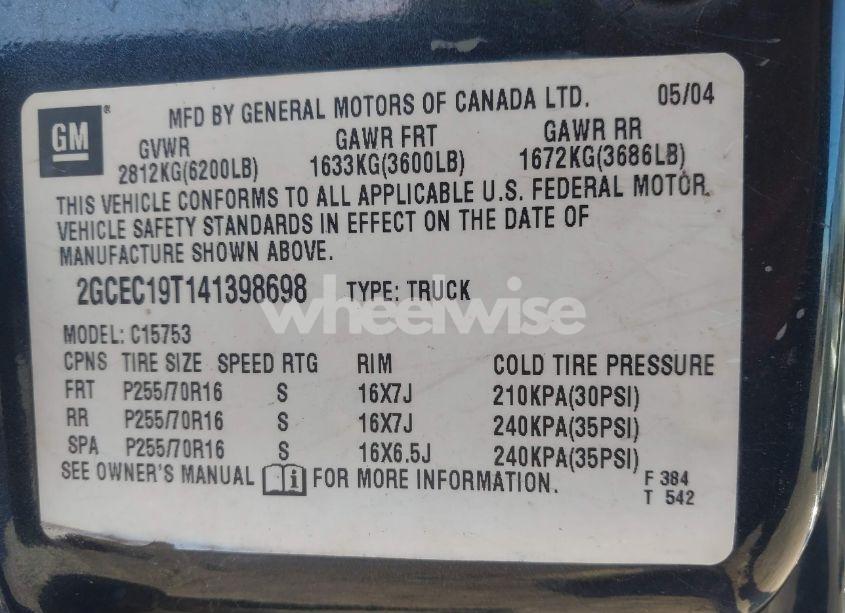 Photo 9 of 2004 Chevrolet Silverado 1500 LS (VIN 2GCEC19T141398698)