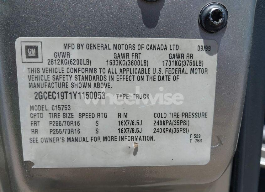 Photo 9 of 2000 Chevrolet Silverado 1500 LS (VIN 2GCEC19T1Y1150053)