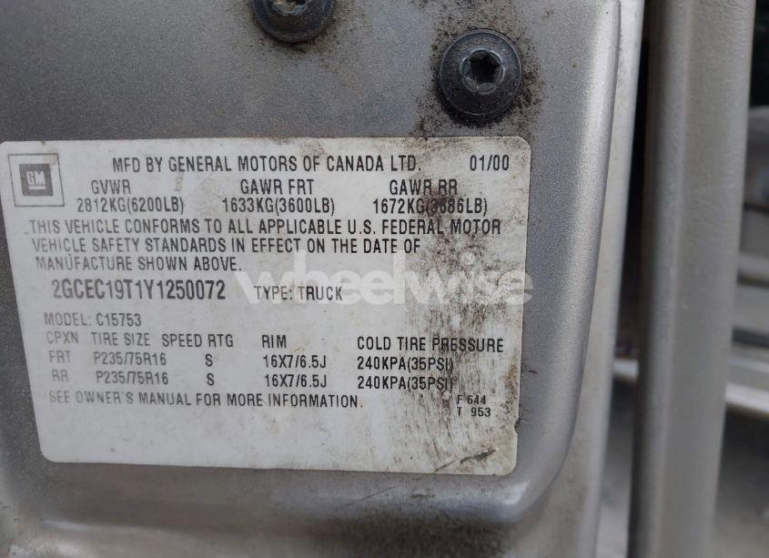 Photo 9 of 2000 Chevrolet Silverado 1500 LS (VIN 2GCEC19T1Y1250072)