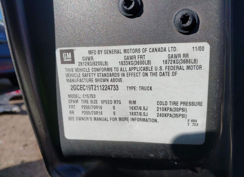 Photo 9 of 2001 Chevrolet Silverado 1500 LS (VIN 2GCEC19T211224733)