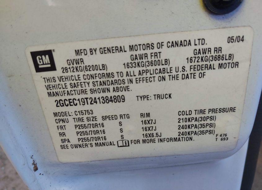 Photo 9 of 2004 Chevrolet Silverado 1500 LS (VIN 2GCEC19T241384809)