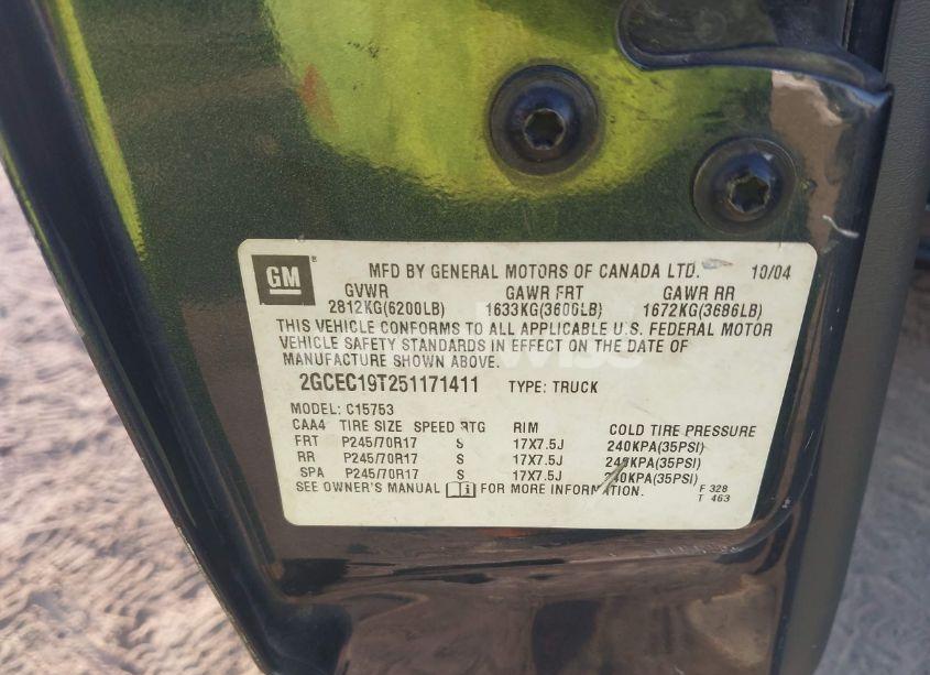 Photo 9 of 2005 Chevrolet Silverado 1500 LS (VIN 2GCEC19T251171411)