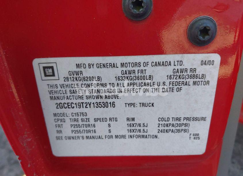 Photo 9 of 2000 Chevrolet Silverado 1500 LS (VIN 2GCEC19T2Y1353016)