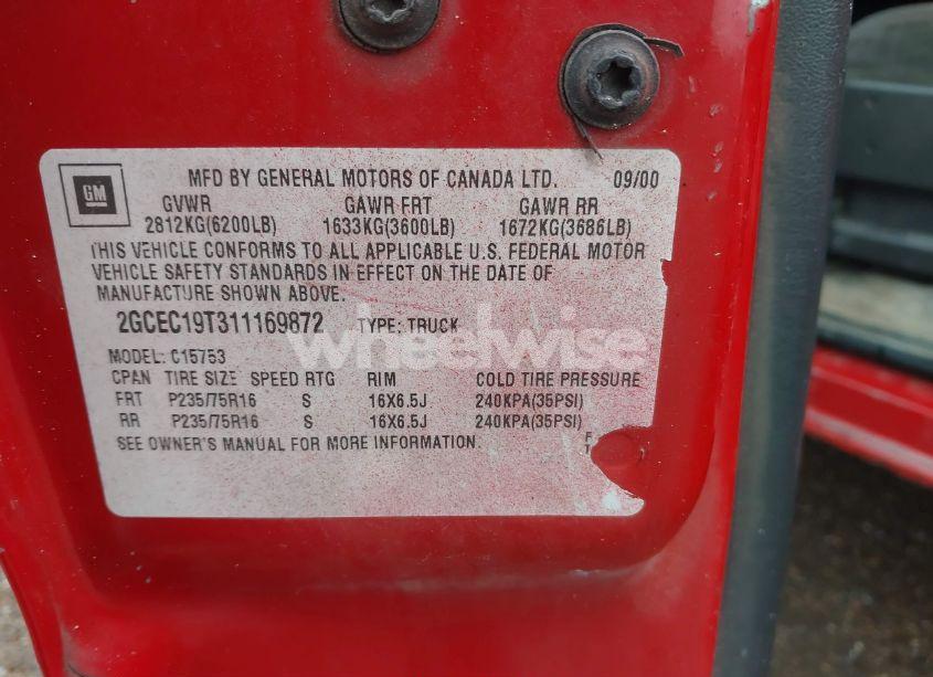 Photo 9 of 2001 Chevrolet Silverado 1500 LS (VIN 2GCEC19T311169872)