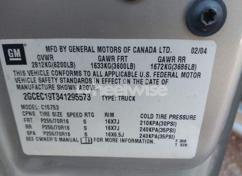 Photo 9 of 2004 Chevrolet Silverado 1500 LS (VIN 2GCEC19T341295573)