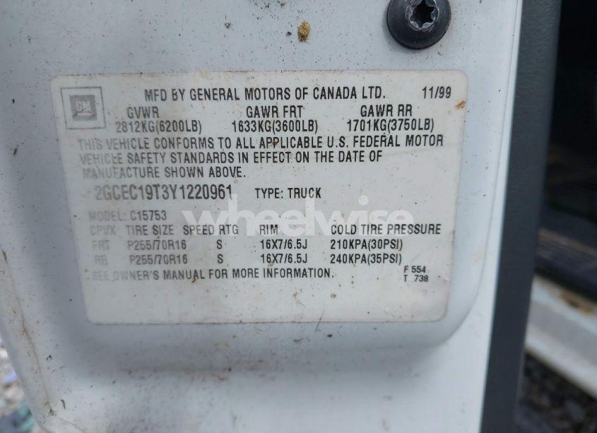 Photo 9 of 2000 Chevrolet Silverado 1500 LS (VIN 2GCEC19T3Y1220961)