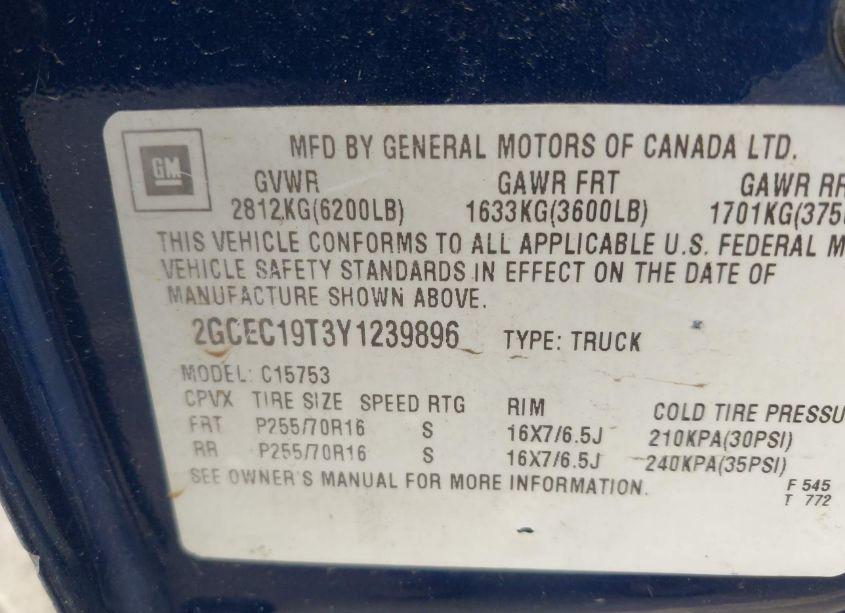 Photo 9 of 2000 Chevrolet Silverado 1500 LS (VIN 2GCEC19T3Y1239896)