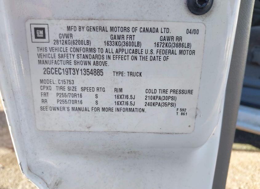 Photo 9 of 2000 Chevrolet Silverado 1500 LS (VIN 2GCEC19T3Y1354885)