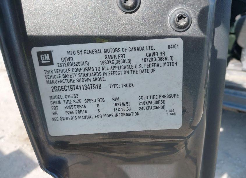 Photo 9 of 2001 Chevrolet Silverado 1500 LS (VIN 2GCEC19T411347918)