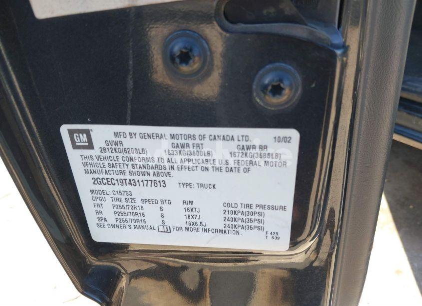 Photo 9 of 2003 Chevrolet Silverado 1500 LT (VIN 2GCEC19T431177613)