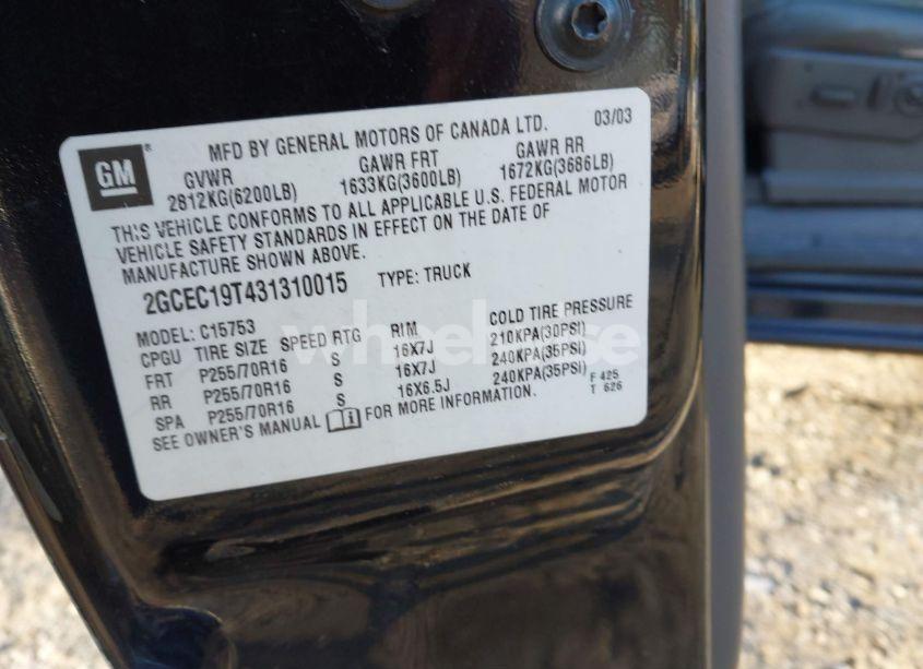 Photo 9 of 2003 Chevrolet Silverado 1500 LT (VIN 2GCEC19T431310015)