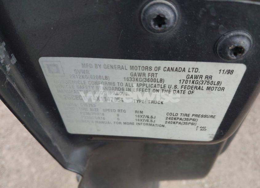 Photo 9 of 1999 Chevrolet Silverado 1500 LS (VIN 2GCEC19T4X1147954)