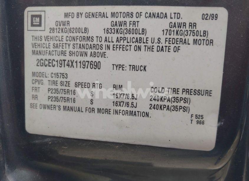 Photo 9 of 1999 Chevrolet Silverado 1500 LS (VIN 2GCEC19T4X1197690)