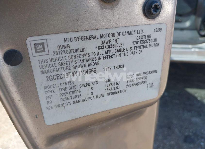 Photo 9 of 2000 Chevrolet Silverado 1500 LS (VIN 2GCEC19T4Y1184665)