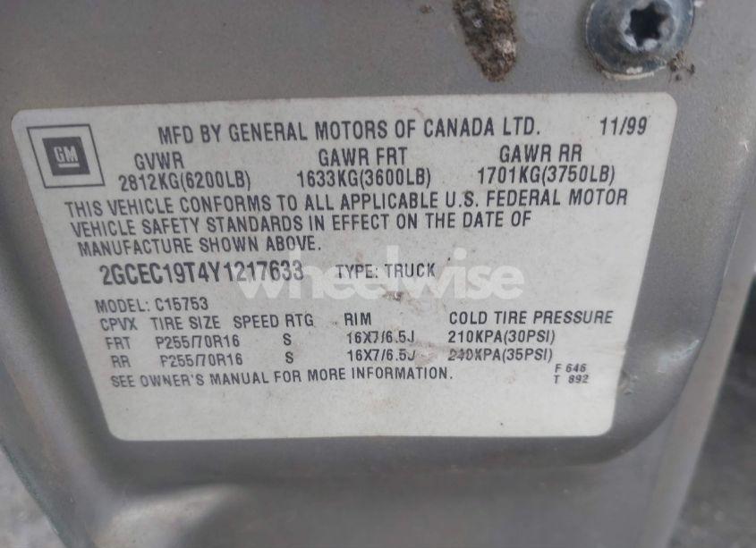 Photo 9 of 2000 Chevrolet Silverado 1500 LS (VIN 2GCEC19T4Y1217633)