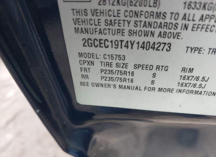 Photo 9 of 2000 Chevrolet Silverado 1500 LS (VIN 2GCEC19T4Y1404273)