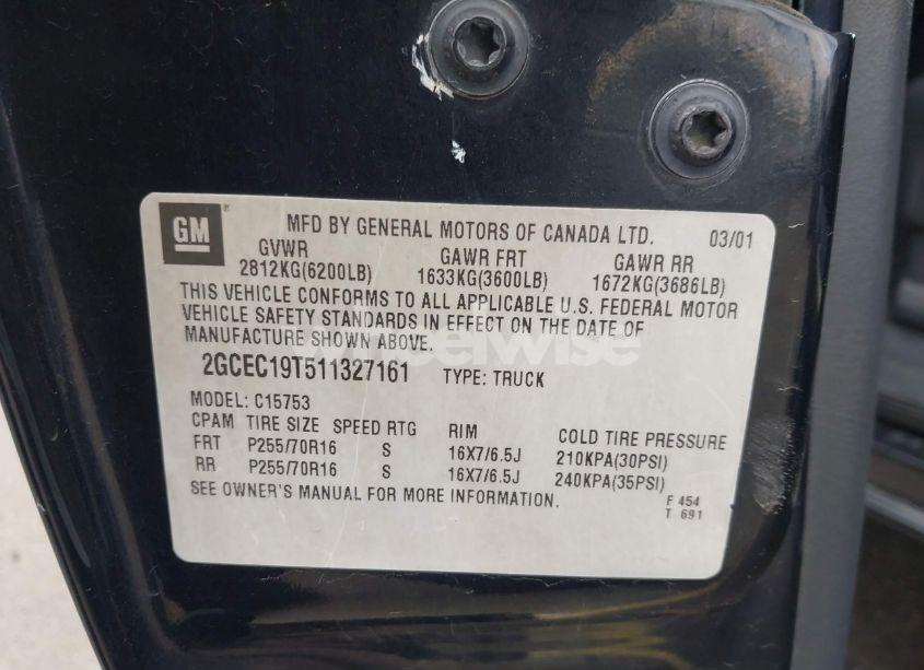 Photo 9 of 2001 Chevrolet Silverado 1500 LT (VIN 2GCEC19T511327161)