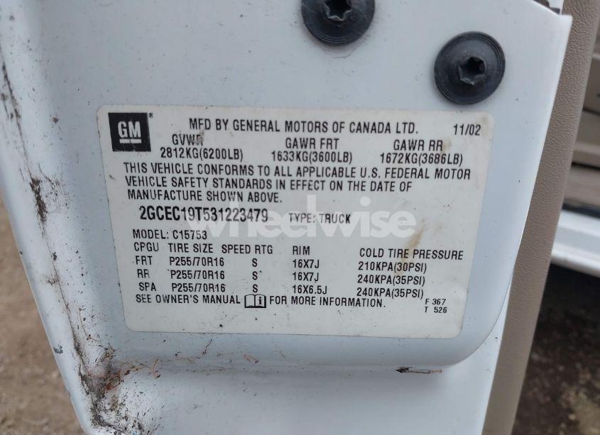 Photo 9 of 2003 Chevrolet Silverado 1500 LS (VIN 2GCEC19T531223479)