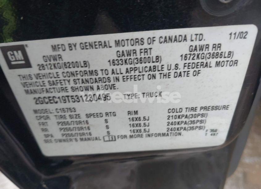 Photo 9 of 2003 Chevrolet Silverado 1500 LS (VIN 2GCEC19T531230495)