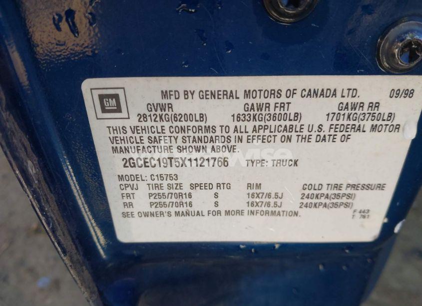 Photo 9 of 1999 Chevrolet Silverado 1500 LS (VIN 2GCEC19T5X1121766)