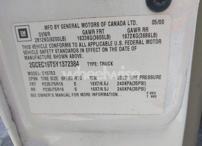 Photo 9 of 2000 Chevrolet Silverado 1500 LS (VIN 2GCEC19T5Y1372384)