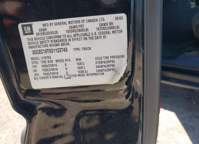 Photo 9 of 2003 Chevrolet Silverado 1500 LS (VIN 2GCEC19T631122743)