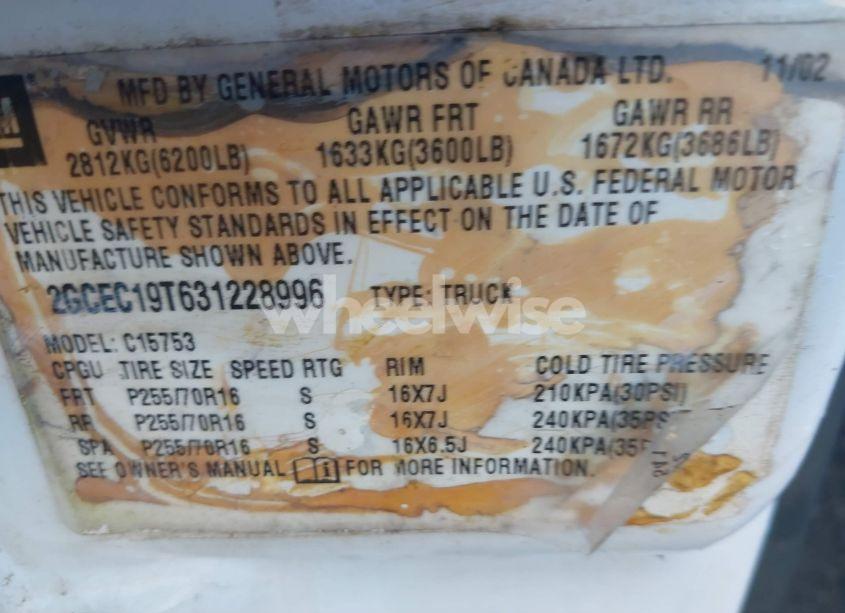 Photo 9 of 2003 Chevrolet Silverado 1500 LS (VIN 2GCEC19T631228996)