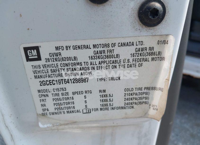 Photo 9 of 2004 Chevrolet Silverado 1500 WORK TRUCK (VIN 2GCEC19T641288987)