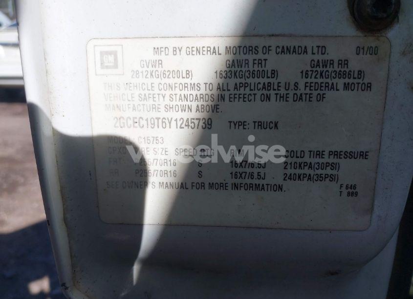 Photo 9 of 2000 Chevrolet Silverado 1500 LS (VIN 2GCEC19T6Y1245739)