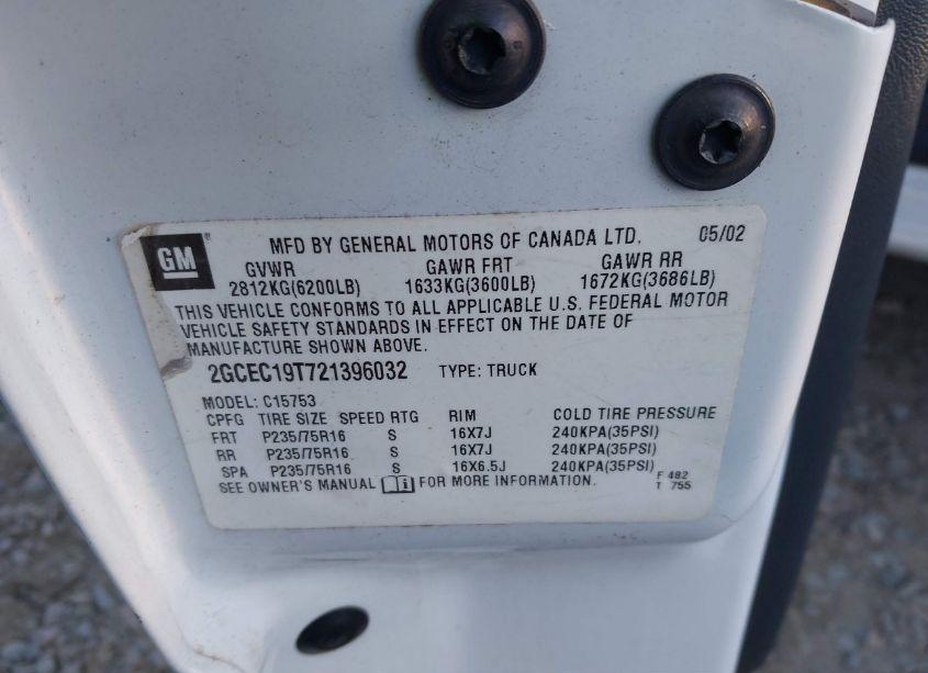 Photo 9 of 2002 Chevrolet Silverado 1500 LS (VIN 2GCEC19T721396032)