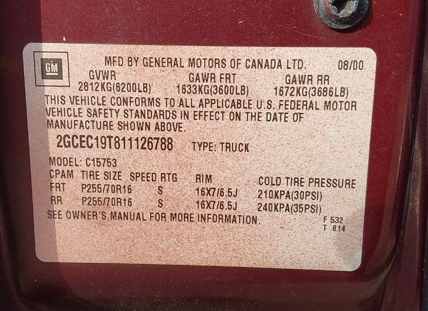 Photo 9 of 2001 Chevrolet Silverado 1500 LS (VIN 2GCEC19T811126788)