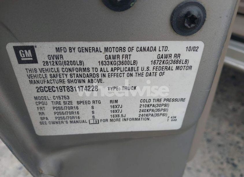 Photo 9 of 2003 Chevrolet Silverado 1500 LT (VIN 2GCEC19T831174228)