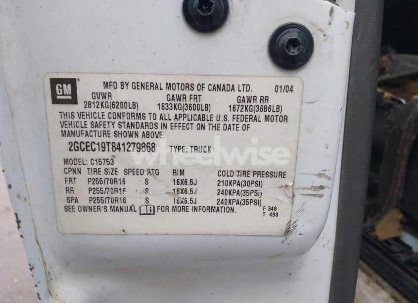 Photo 9 of 2004 Chevrolet Silverado 1500 LS (VIN 2GCEC19T841279868)