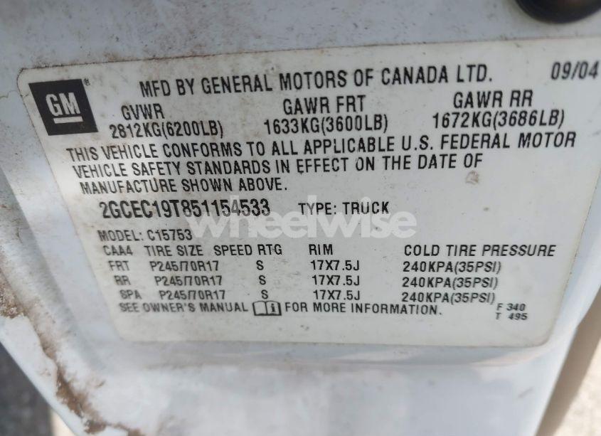 Photo 9 of 2005 Chevrolet Silverado 1500 LS (VIN 2GCEC19T851154533)