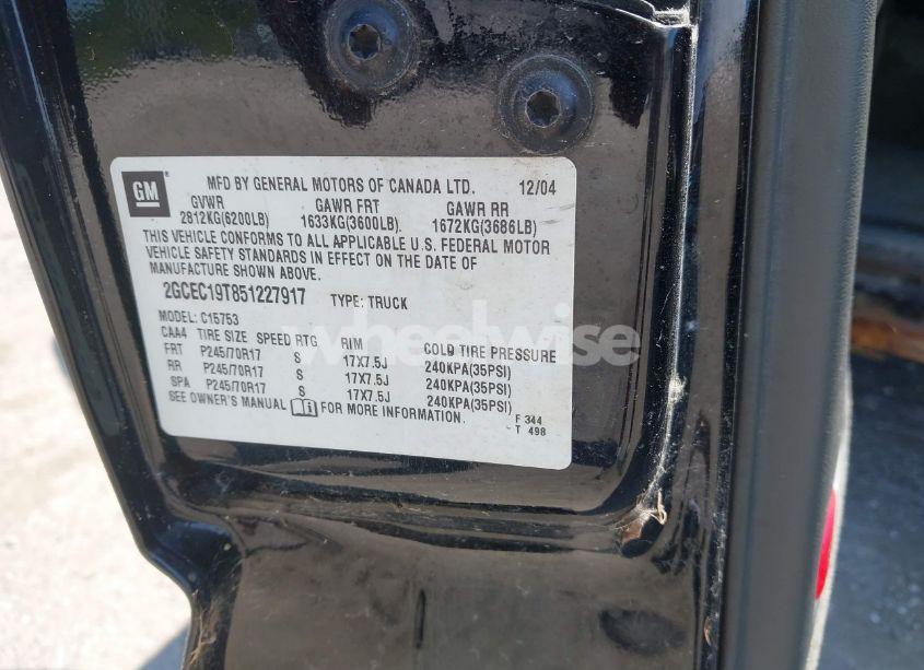 Photo 9 of 2005 Chevrolet Silverado 1500 LS (VIN 2GCEC19T851227917)