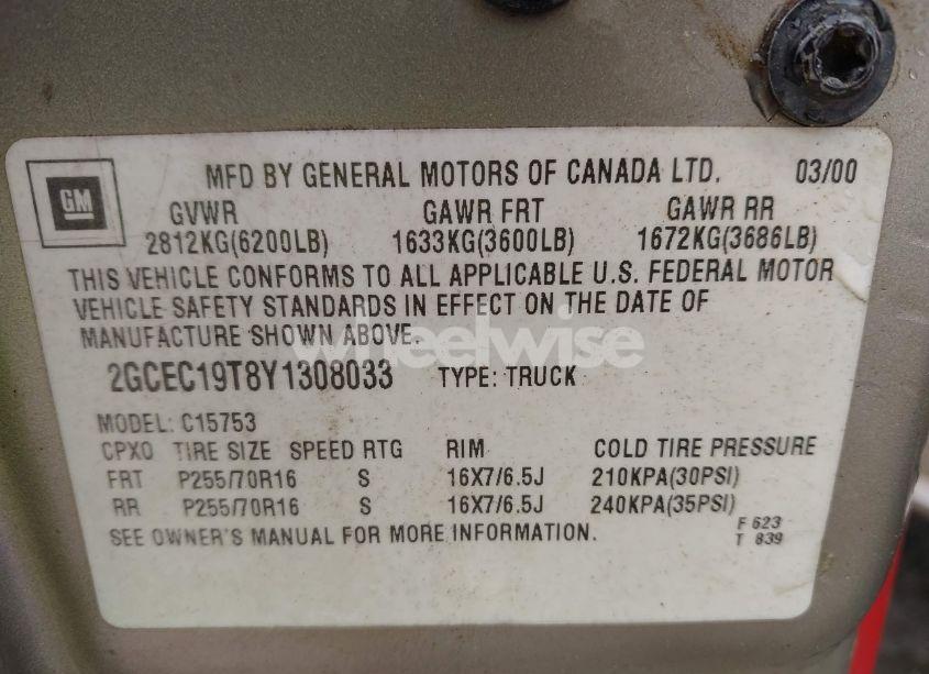 Photo 9 of 2000 Chevrolet Silverado 1500 LS (VIN 2GCEC19T8Y1308033)