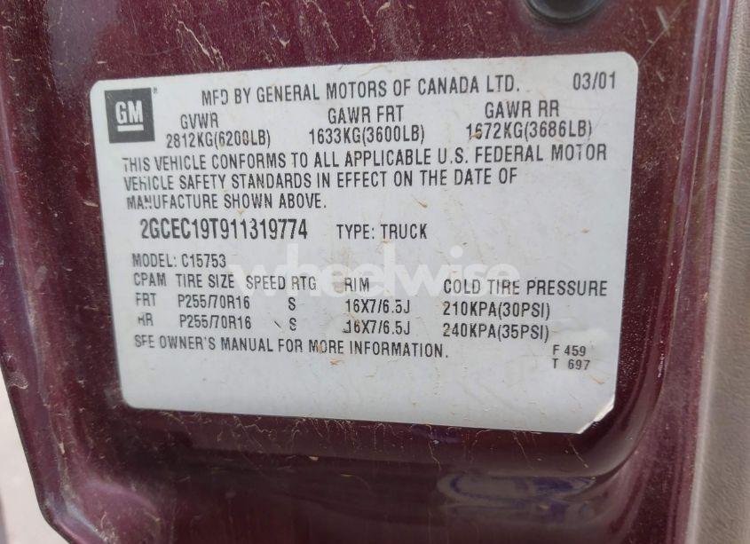 Photo 9 of 2001 Chevrolet Silverado 1500 LS (VIN 2GCEC19T911319774)