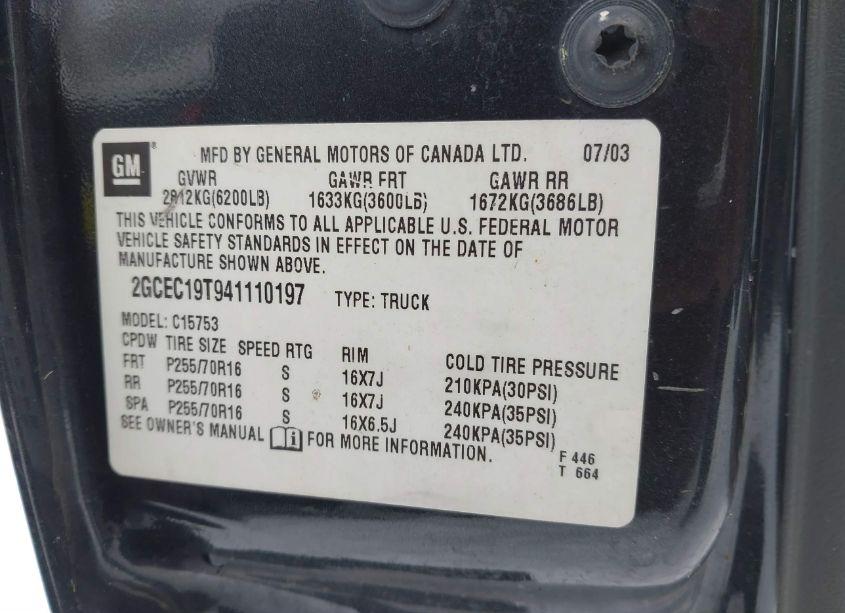 Photo 9 of 2004 Chevrolet Silverado 1500 LS (VIN 2GCEC19T941110197)