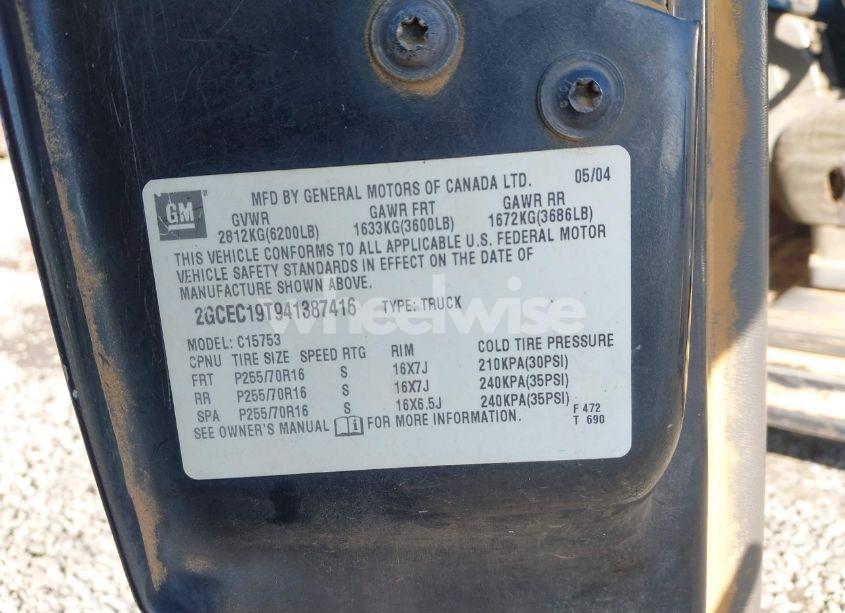 Photo 9 of 2004 Chevrolet Silverado 1500 LS (VIN 2GCEC19T941387416)