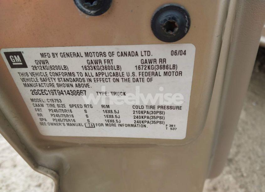 Photo 9 of 2004 Chevrolet Silverado 1500 LS (VIN 2GCEC19T941430667)