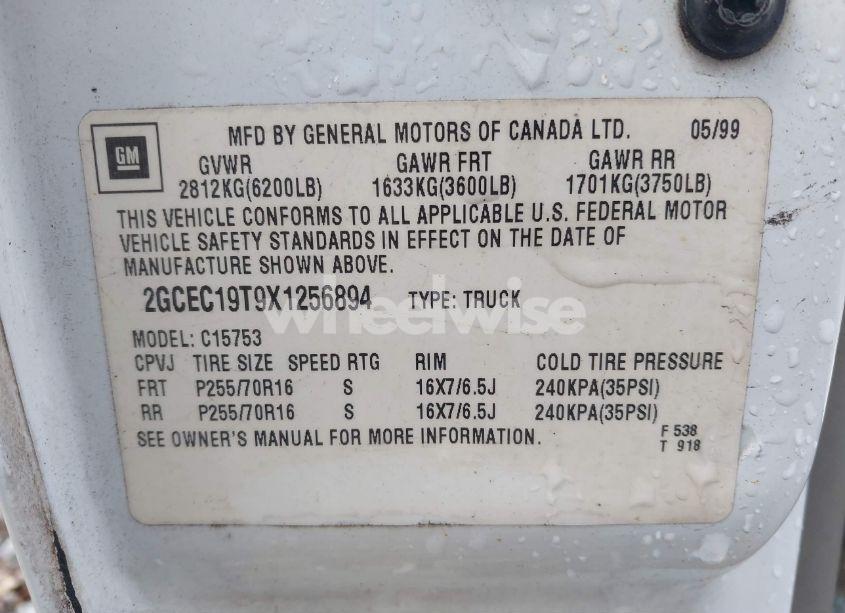 Photo 9 of 1999 Chevrolet Silverado 1500 LS (VIN 2GCEC19T9X1256894)