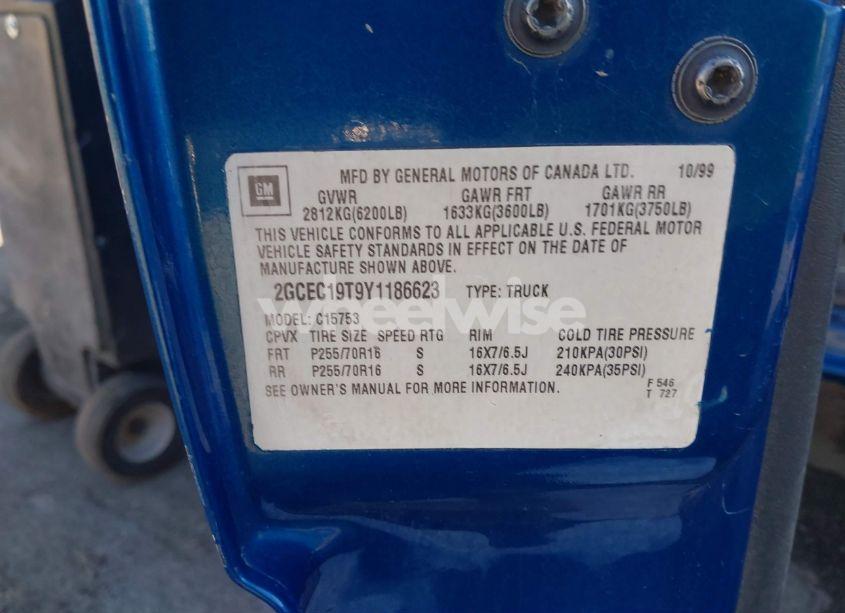 Photo 9 of 2000 Chevrolet Silverado 1500 LS (VIN 2GCEC19T9Y1186623)