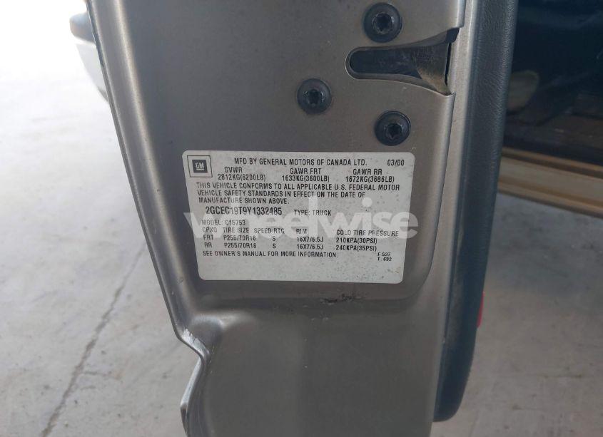 Photo 9 of 2000 Chevrolet Silverado 1500 LS (VIN 2GCEC19T9Y1332485)