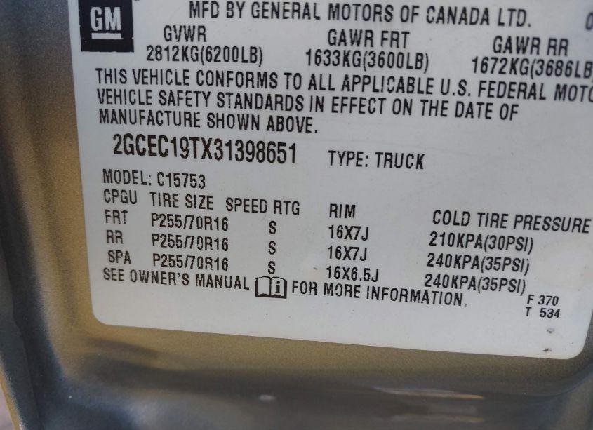 Photo 9 of 2003 Chevrolet Silverado 1500 LS (VIN 2GCEC19TX31398651)