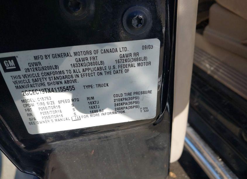 Photo 9 of 2004 Chevrolet Silverado 1500 LS (VIN 2GCEC19TX41155455)